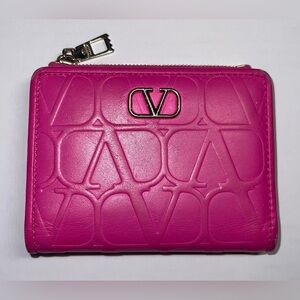 Valentino Garavani Trifold Pink Leather Wallet with COA